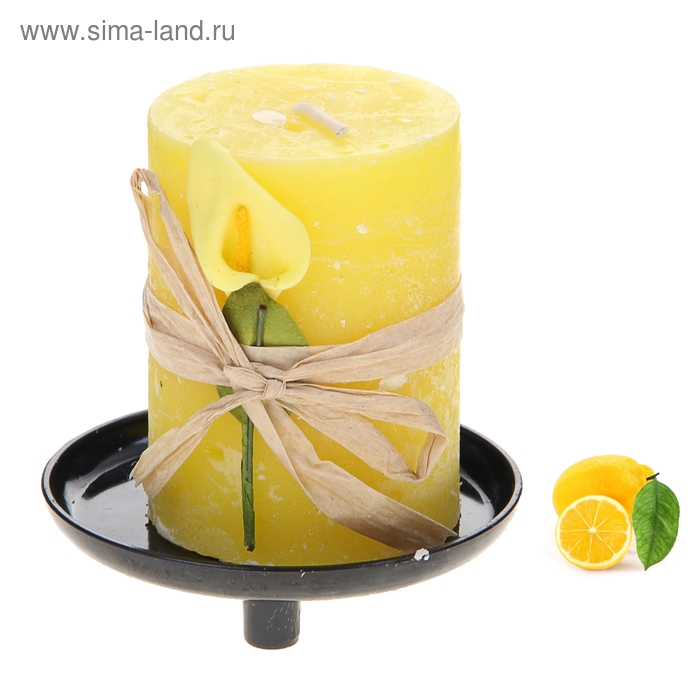 Свеча восковая на подставке "Иней", аромат лимон - Фото 1