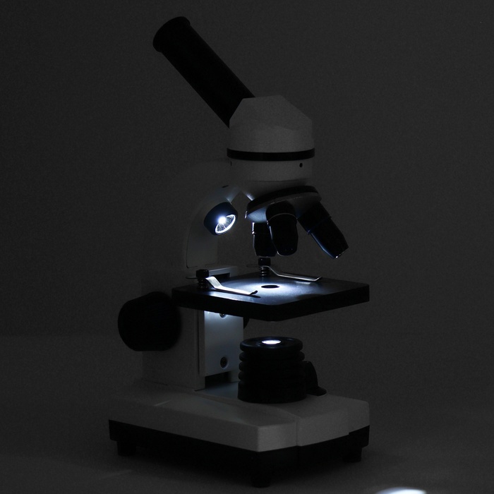 Микроскоп лабораторный кратность 40,100,400, подсветка - фото 1906619990