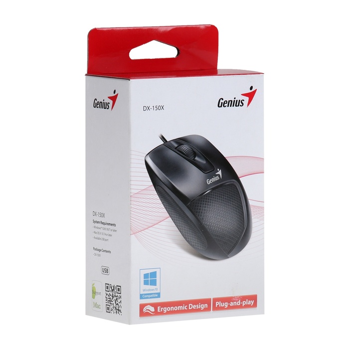 Мышь Genius Mouse DX-150X, проводная, оптическая, 1000 dpi, USB, красная - фото 51533576