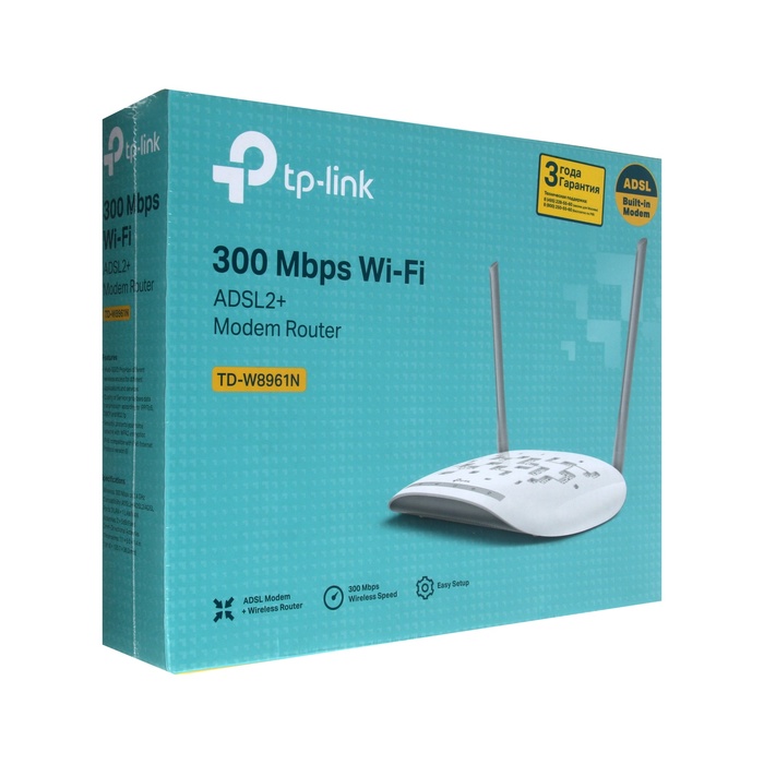 Wi-Fi роутер TP-Link TD-W8961N, 300 Мбит/с, 4 порта 100 Мбит/с, белый - фото 51533661