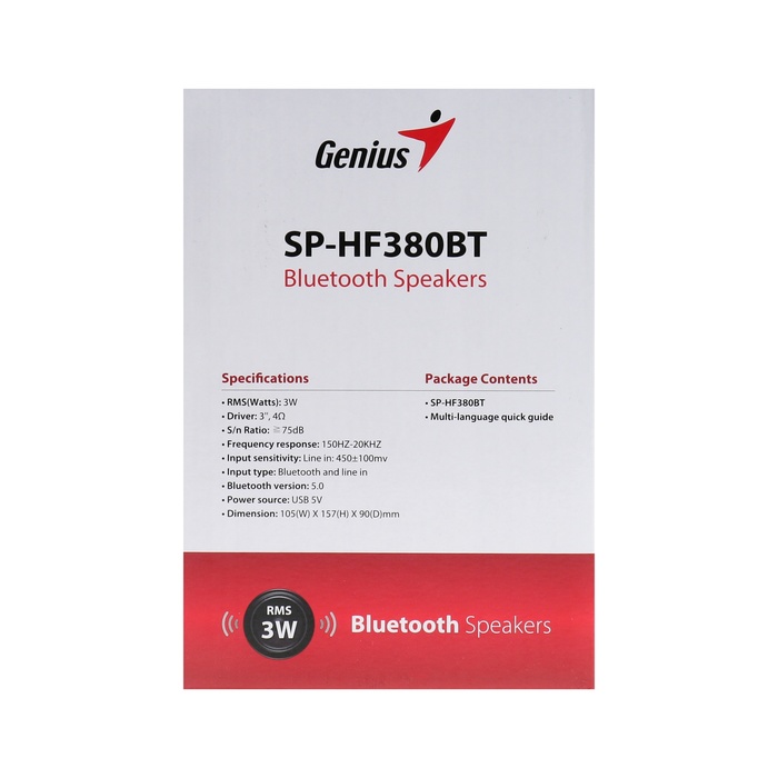 Компьютерные колонки 2.0 Genius SP-HF380BT, 2х1.5Вт, USB, дерево - фото 51533701