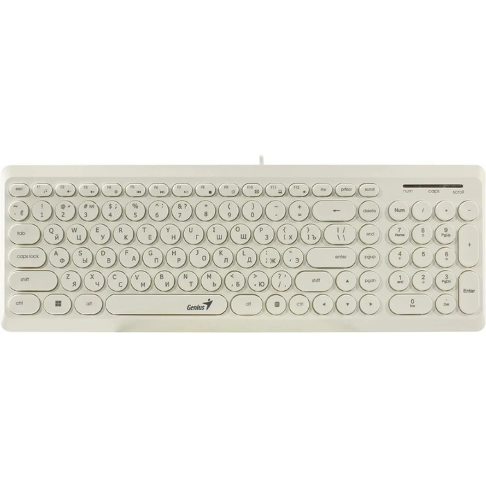 Клавиатура Genius SlimStar Q200, проводная, мембранная, 101 клавиша, USB, белая