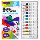 Краска акриловая в тубе, набор 12 цветов х 12 мл, BRAUBERG HOBBY, 192403 - Фото 11