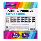 Краска акриловая в тубе, набор 24 цвета х 12 мл, BRAUBERG HOBBY, 192404 - фото 23815316