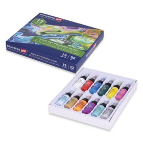 Краски акриловые для техники "Флюид Арт", набор 12 цветов х 22 мл, BRAUBERG ART CLASSIC