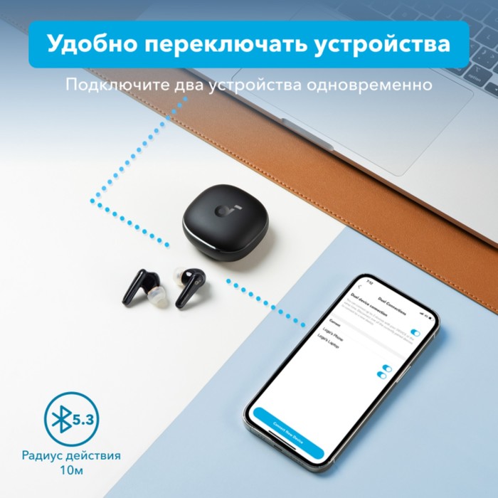 Наушники беспроводные Anker Soundcore Liberty 4, вакуумные,эквалайзер, BT5.3, 500мАч,черные - фото 51533909