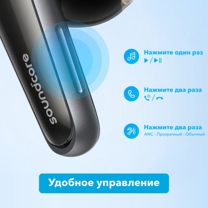 Наушники беспроводные Anker Soundcore Liberty 4, вакуумные,эквалайзер, BT5.3, 500мАч,черные - фото 51533910