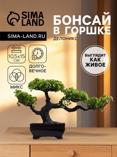 Бонсай искусственный в горшке «Делоникс», 10.5×15 см