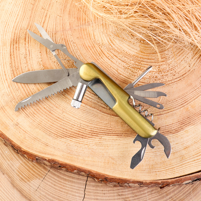 Нож многофункциональный 11 в 1, 15 см, клинок 60/2 мм, золотистый