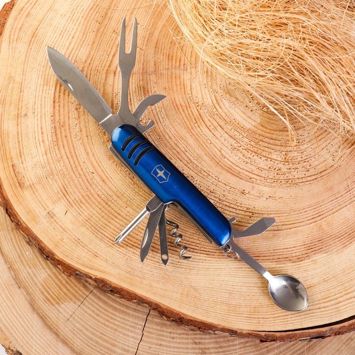 Нож швейцарский 9в1, синий - Фото 1