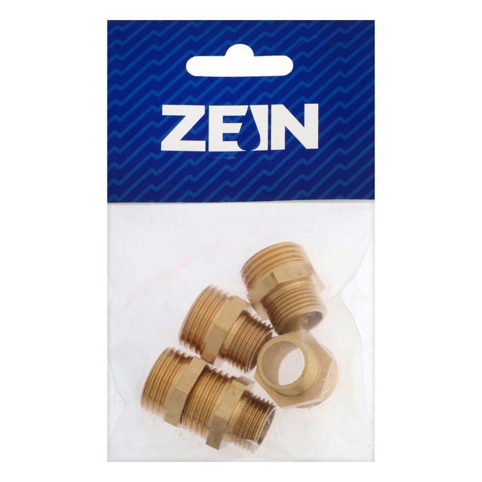 Ниппель переходной ZEIN, 1/2" х 3/8", наружная резьба, латунь, фасовка 5 шт. - фото 18585566 Ниппель переходной ZEIN, 1/2" х 3/8", наружная резьба, латунь, фасовка 5 шт. - фото 18585566