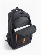 Рюкзак школьный на молнии, с карманами, чёрный/оранжевый - фото 119697225