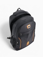 Рюкзак школьный на молнии, с карманами, чёрный/оранжевый - фото 119697226