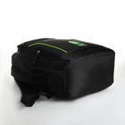 Рюкзак школьный из текстиля на молнии, 4 кармана, цвет чёрный/зелёный - фото 11177571