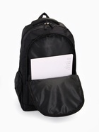 Рюкзак школьный на молнии, с карманами, с полосками, размер 32×14.5×47.5 см, чёрный/зелёный - фото 49340060