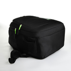 Рюкзак школьный из текстиля на молнии, 5 карманов, цвет чёрный/зелёный - фото 11177583