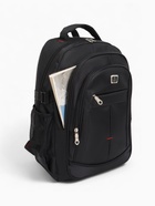 Рюкзак школьный на молнии, с карманами, однотонный, 31×14×46 см, чёрный - Фото 12