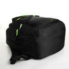 Рюкзак школьный из текстиля на молнии, 5 карманов, цвет чёрный/зелёный - фото 11177625