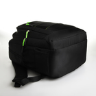 Рюкзак школьный из текстиля на молнии, 5 карманов, цвет чёрный/зелёный - фото 11177637
