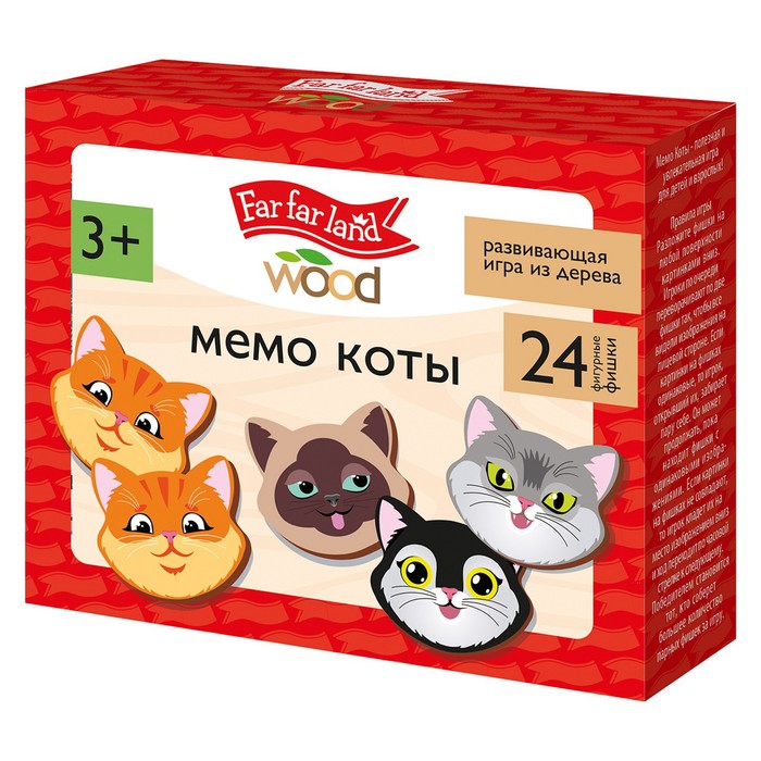 Игра настольная мемо «Коты» Far far land wood (24 фишки в коробке)