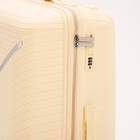 Чемодан на колёсах большой 100 л (L), на молнии, 4 колеса, кодовый замок, бежевый - Фото 5