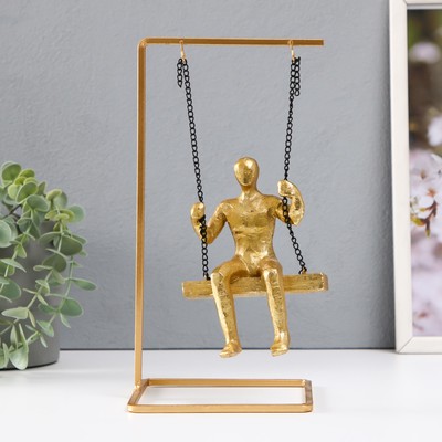 Фигурка полистоун «Мыслитель», золото, 26×13×13 см