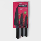 Набор кухонных ножей Доляна Simplex, 3 предмета: лезвие 10 см, 12,7 см, 19 см, цвет чёрный - фото 24370388