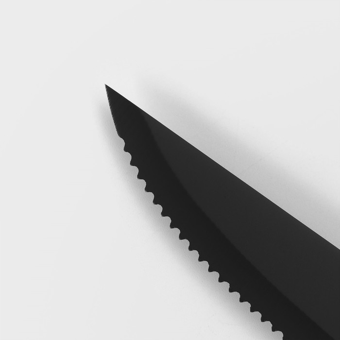 Нож кухонный для мяса Magistro Dark wood, длина лезвия 12,7 см, цвет чёрный