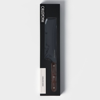 Нож Сантоку кухонный Magistro Dark wood, длина лезвия 17.8 см