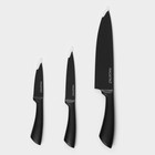 Набор кухонных ножей Magistro Vantablack, 3 предмета: лезвие 8,9 см, 12,7 см, 20,3 см, цвет чёрный - Фото 4
