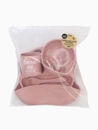 Детская посуда в наборе M&B: нагрудник, тарелка 2 шт., стакан, приборы, силикон, пыльная роза - Фото 14