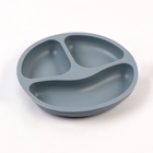 Детская посуда в наборе: нагрудник, тарелка 2 шт., стакан, приборы, M&B, силикон, серый - Фото 5