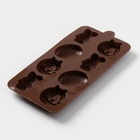 Форма для шоколада Доляна «Зайчата», силикон, 18.8×10×1.5 см, 8 ячеек, коричневая - Фото 3