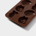 Форма для шоколада Доляна «Зайчата», силикон, 18.8×10×1.5 см, 8 ячеек, коричневая - Фото 5