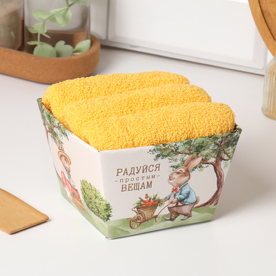 Набор полотенец «Этель. Радуйся простым вещам», 35×50 см - 3 шт., 100% хлопок, махра 340 г/м²