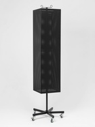 Стойка перфорированная металлическая на каркасе из труб, разборная, на колесах, 4 стороны, крутящиеся, 32×32×170 см, чёрная - Фото 2