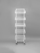 Накопитель разборный на колесах, двухсторонняя, 10 корзин, 45×55×165 см, белый - Фото 3