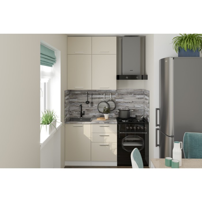 Кухонный гарнитур прямой для маленькой кухни «Дюна мини», 1000×600 мм, цвет кашемир/канадская хижина - Фото 1