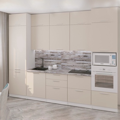 Кухонный гарнитур прямой «Дюна экстра», 3000×600 мм, цвет кашемир/канадская хижина