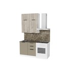 Кухонный гарнитур Альба мини 1000×600 мм, дуб браун/мокко, аламбра темная - Фото 3