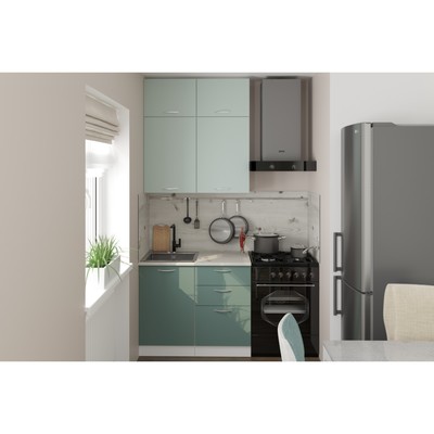 Кухонный гарнитур прямой для маленькой кухни «Асая мини», с столешницей, 1000×600 мм, цвет сумерки/бензин/сосна