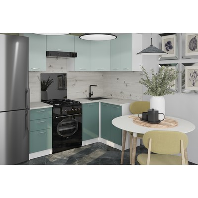 Кухонный гарнитур угловой «Асая оптима - 5», с столешницей, 1200×2000 мм, цвет сумерки/бензин/сосна