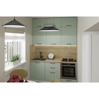 Кухонный гарнитур прямой «Лиора макси», 1800×600 мм, цвет сумерки/дуб бунратти