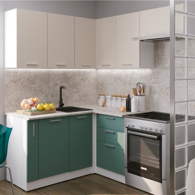 Кухонный гарнитур угловой «Глория мега прайм», 1600×1700 мм, цвет кашемир/бензин/малага