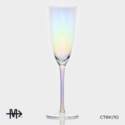 Бокалы для шампанского Magistro «Жемчуг», 270 мл, 7.5×26 см, набор 2 шт., стекло, перламутровые