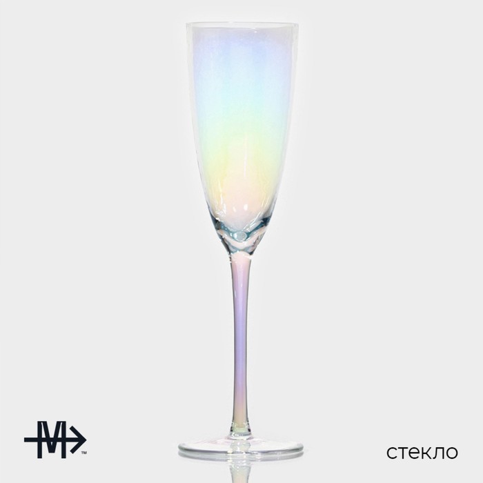 Набор бокалов для  шампанского "Жемчуг" 270 мл, 7,5х26 см,2 шт цвет перламутровый