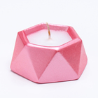 Свеча "Шестиугольник. Мрамор" в подсвечнике из гипса малый,7х3,5см,розовый - Фото 2