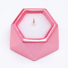 Свеча "Шестиугольник. Мрамор" в подсвечнике из гипса малый,7х3,5см,розовый - Фото 3
