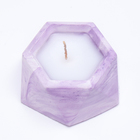 Свеча "Шестиугольник. Мрамор" в подсвечнике из гипса малый,7х3,5см,мрамор с фиол. полосками - Фото 3