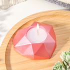 Свеча "Сердце. Мрамор" в подсвечнике из гипса с гранями, 8х7,5х2,5см,розовый - фото 8940535